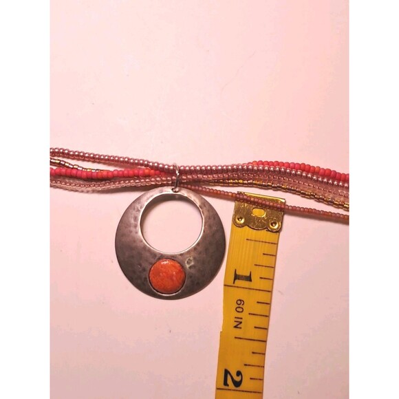 Peyote Bird Multi Strand Multicolor Circular 925 Silver Pendant Necklace 18" NWT - Picture 10 of 10